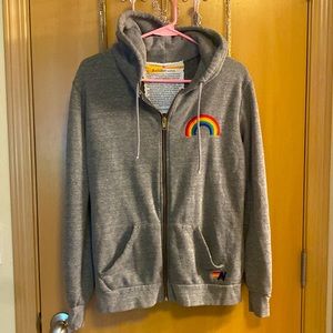 Aviator Nation Gray Hoodie with Rainbow Patch